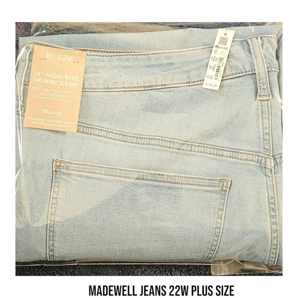 MADEWELL Women's Plus Size Super Soft Light Blue  10" High Rise Skinny Crop Jean - Picture 15 of 16
